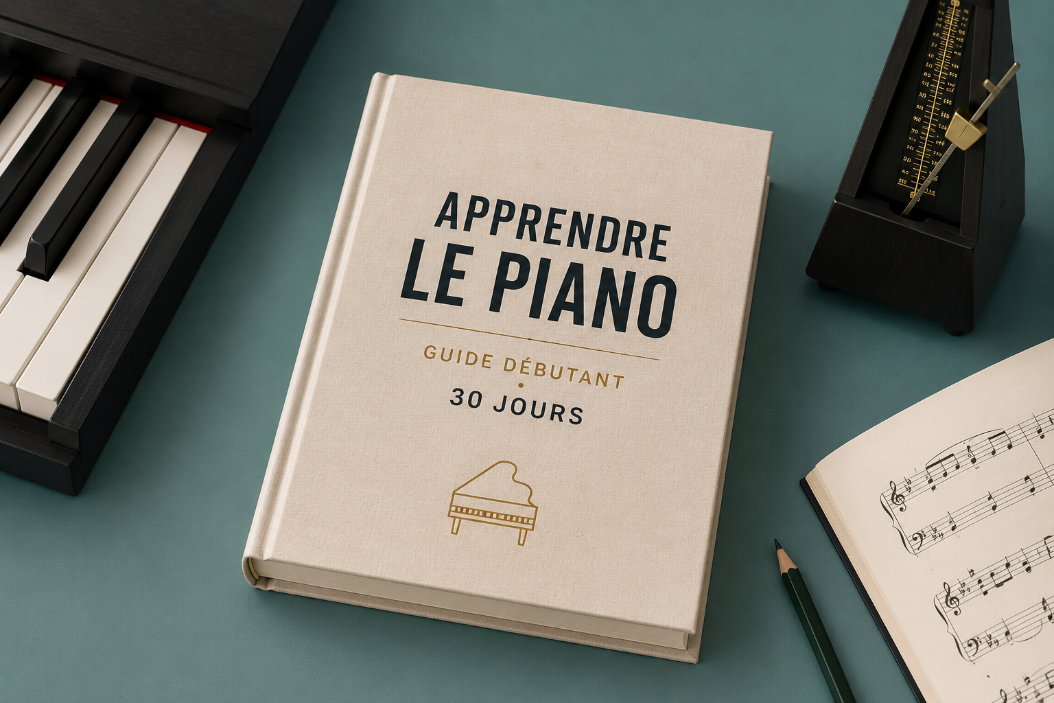 Livre avec le titre "apprendre le piano guide débutant 30 jours"